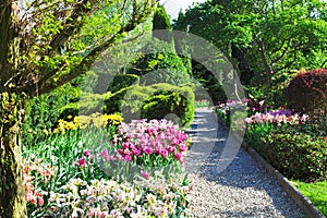 Colorful landscaped formal garden.