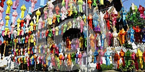 Colorful lantern during Loy krathong festival. chiang mai , Thailand