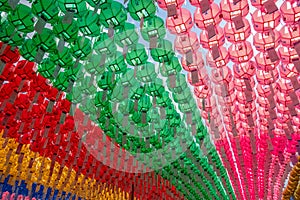 Colorful lanterns at Bongeunsa Buddhist Temple in Gangnam in Seoul South Korea