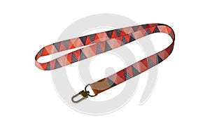 Colorful lanyard with chrome metal hook for employee card or keys isolated on white background