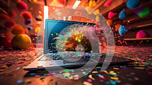Colorful Laptop Explosion Photoshoot with Sony A9 and 35mm Lens