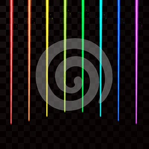 Colorful laser beams. Abstract Laser rays all color of rainbow. Vector illustration
