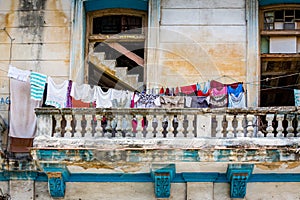 Laundry day, a common sight in downtown Havana, Cuba.