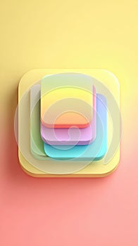 Colorful layered squares on gradient background, abstract design