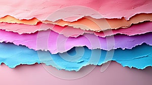 Colorful Layers of Torn Paper in Pastel Shades for Creative Backgrounds and Design Elements