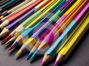 Colorful lead pencils, close up picture