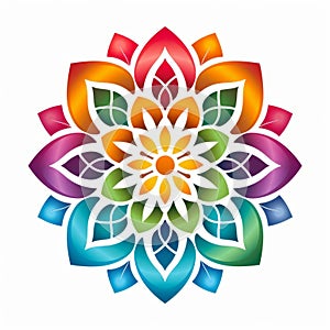 Colorful Leaf Symbol In Circle Design: A Floral Mandala Icon