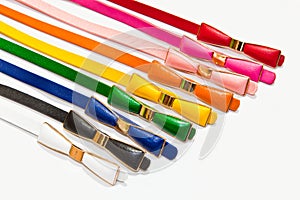 The colorful leather belts