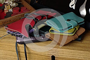 Colorful leather wallets