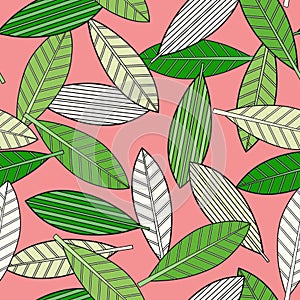 Colorful leaves. Abstract vector illustration. Seamless pattern for design or print