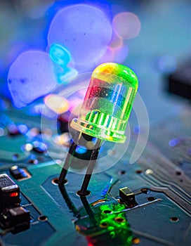 Colorful LED Illuminates Electronics PCB