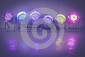 Colorful LED spots at a party, lighting