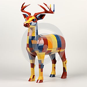 Colorful Lego Deer: A Photorealistic 3d Rendering Inspired By Giacomo Balla photo