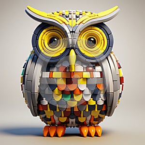 Colorful Lego Owl: A Stunning 3d Rendering With Vray Tracing