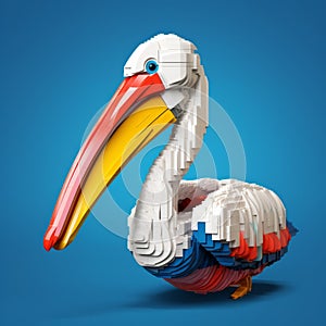 Colorful Lego Pelican: Majestic 3d Art By Evgeny Khan