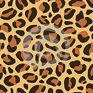 Colorful leopard animalistic seamless pattern. Predator decorative coat texture vector flat illustration. African