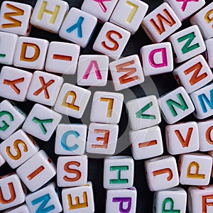 colorful letter cubes, toy and education