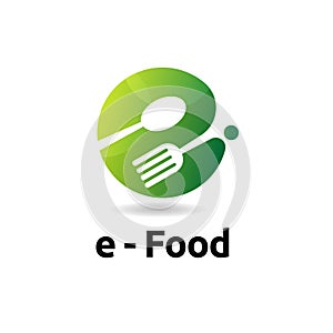 Colorful letter e food logo vector concept, icon, element, and template for company