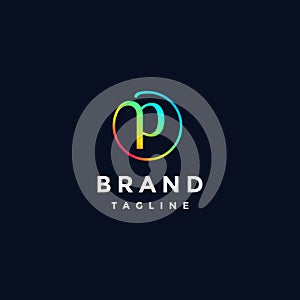 Colorful Letter P Inside Circle Logo Design