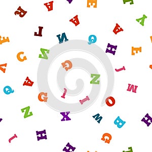 Colorful letter seamless pattern on white background