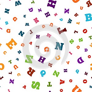 Colorful letter seamless pattern on white background photo