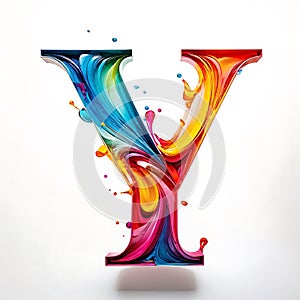 Colorful Letter Y, 3D Liquid Splash