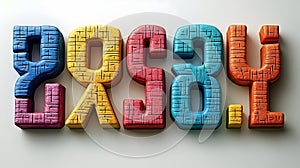 Colorful textured 3 d letters