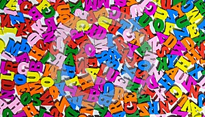 Colorful letters on background closeup. alphabet background. back to school