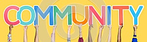 Colorful letters forming the word community