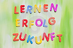 Colorful letters, german words, concept learning for the future