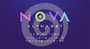 Colorful letters and numbers font set. Colored alphabet, typography modern color design concept. vector illustration