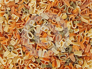 Colorful letters pasta