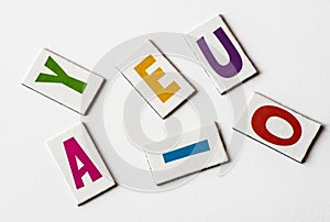 Colorful letters vowels