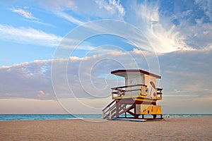 Colorful lifeguard house in Miami Beach