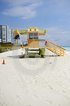 Colorful lifeguard hut