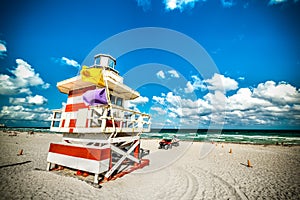 Colorful lifeguard hut in South Beach