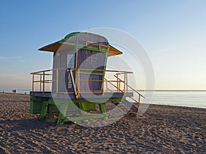 Colorful lifeguard stand on Miami Beach, Florida.