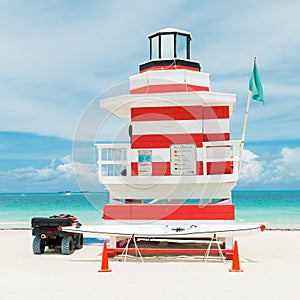 Colorful lifeguard tower in Miami Beach