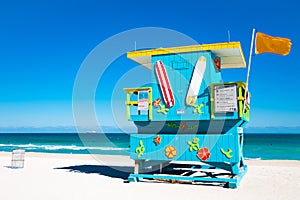 Colorful Lifeguard Tower in Miami Beach, USA