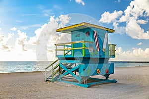 Colorful Lifeguard Tower in South Beach, Miami Beach