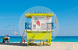 Colorful Lifeguard Tower, South Beach in Miami Beach, Florida