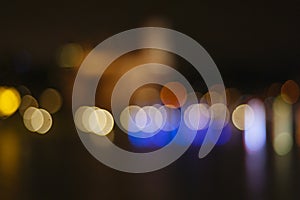 Colorful Light Bokeh Abstract Background. Night city .