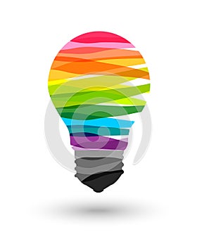 Colorful light bulb made of paint stroke