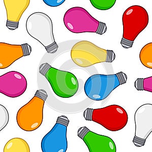 Colorful Light Bulb Seamless Pattern