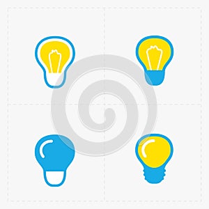 Colorful Light bulbs. Bulb icon set.