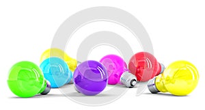 Colorful Light bulbs. Isolated. Contains clipping path