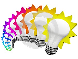 Colorful Light Bulbs Thinking of Innovative Ideas