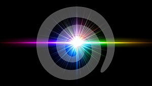 Colorful Light Burst Explosion on Black Background