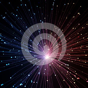 Colorful Light Rays Burst on Dark Background