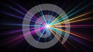 Colorful Light Rays Exploding from Dark Center